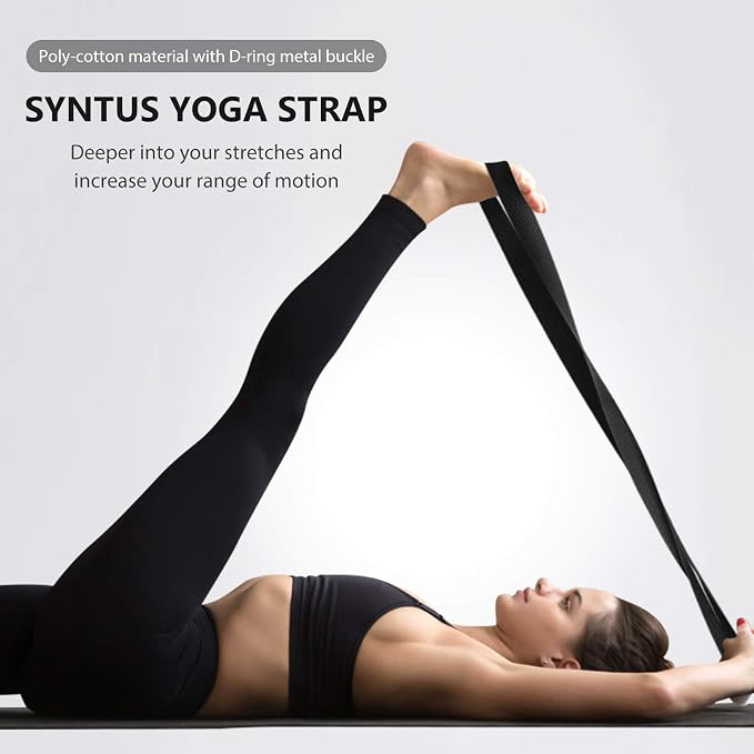 Syntus Yoga Block and Yoga Strap Set, Soft Non-Slip Yoga Blocks 9×6×4 inches, 8FT Metal D-Ring Strap for Yoga, General Fitness, Pilates, Stretching and Toning