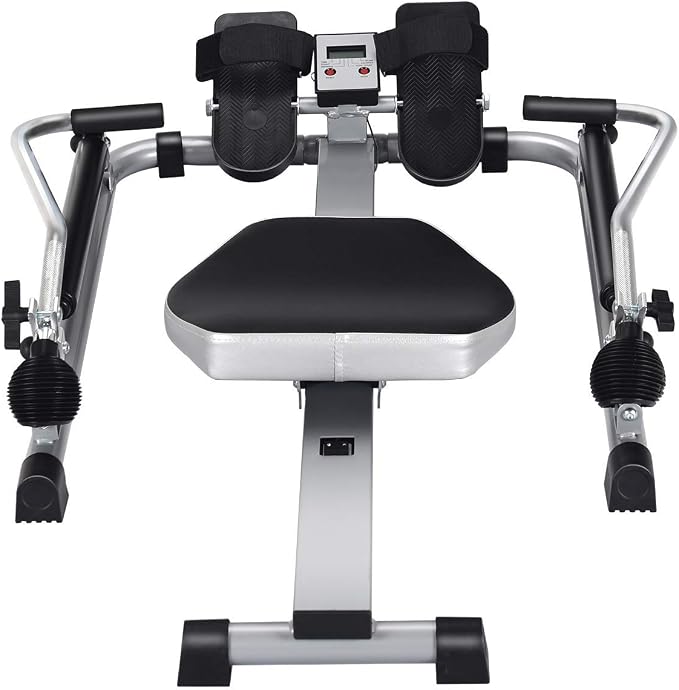Goplus Hydraulic Rowing Machine, Full Motion Folding Rower with LCD Monitor, Adjustable Resistance and Full Arm Extensions for Home Use