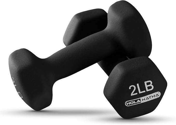 HolaHatha 1, 2 and 3 lb Neoprene Dumbbell Strength Training Weight Set with Rack