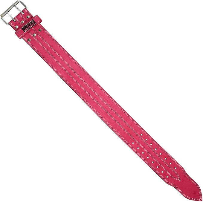 MRX Powerlifting Leather Belt 4" Wide 10mm Thickness Training Fitness Back Support Bodybuilding Belts with Steel 2 Prong Buckle