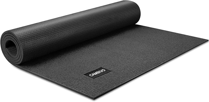 CAMBIVO Extra Long Wide Yoga Mat, Thick PVC Workout Mat | For tall and plus-size, cushioned PVC with non-slip bottom, for home gym pilates barefoot and bodyweight training