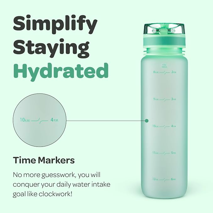 Hydracy Motivational Water Bottle with Time Marker & Fruit Infuser 17 oz | BPA-Free Tritan, Leakproof Flip-Top Lid,No-Sweat Sleeve,Carry Strap,Daily Intake Tracking for Gym,Sports,Outdoors