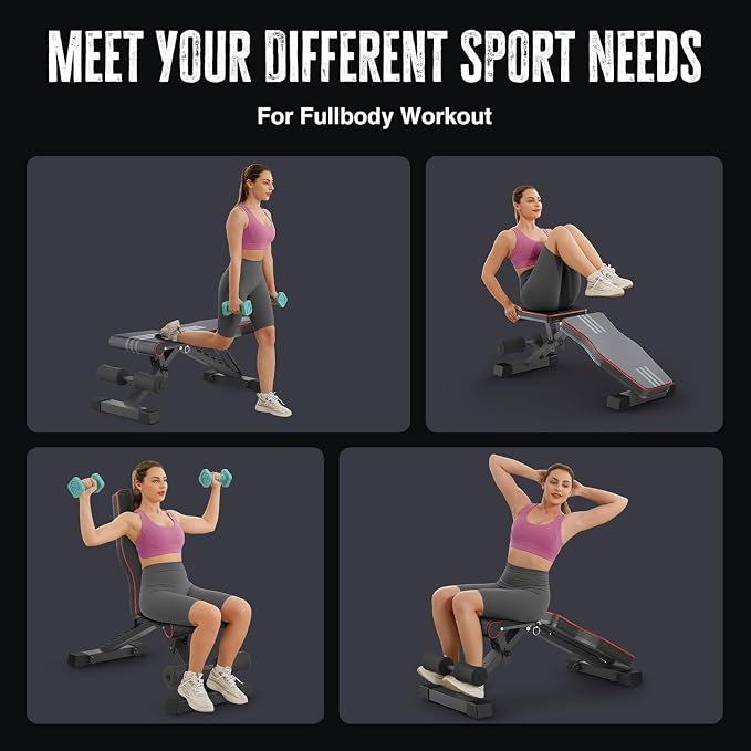 6 in 1 Multi-Function Weight Bench Set - Leg Press, Preacher Curl Rack, Adjustable Workout Bench & Squat Rack for Full Body Exercise, Fitness Strength Training for Home Gym, Equipment Mat