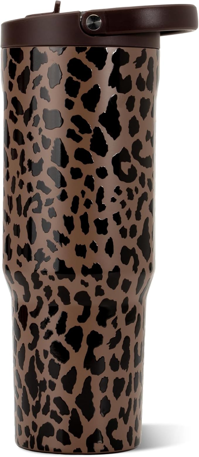 HydroJug Sport 40 oz Insulated Stainless Steel Water Bottle, Brown Leopard