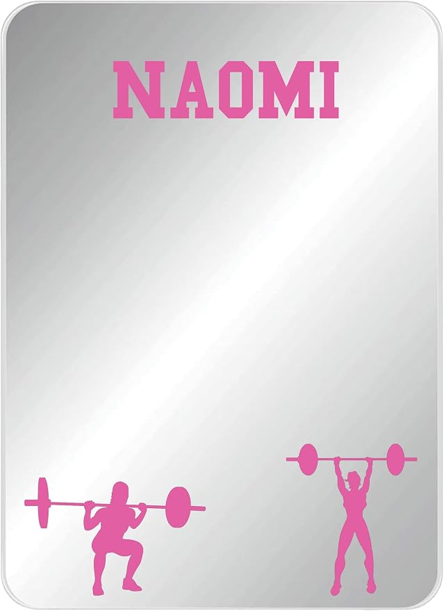 Personalized Sports Player Fan Team Club Locker Mirror Magnet – Back to School Decor, Colorful Magnetic Organizer Accessory for Gym, Home, Office & Refrigerator (Weightlifting Female)