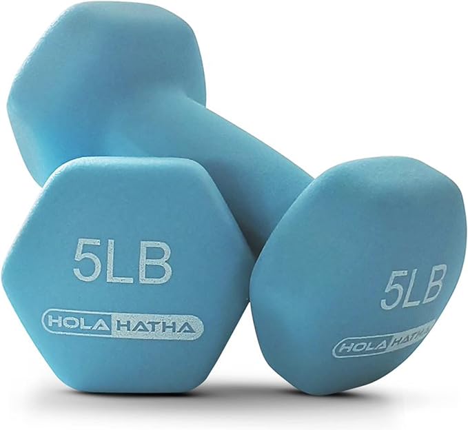 HolaHatha 1, 2 and 3 lb Neoprene Dumbbell Strength Training Weight Set with Rack