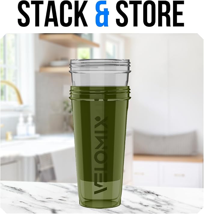 VELOMIX 2 Pack 28oz Protein Shaker Bottle for Protein Mixes, Forest Green | 2x Wire Whisk, Leak Proof Shaker Cups for Protein Shakes, Stackable, Dishwasher safe, BPA free, Pre Workout and Gym ready
