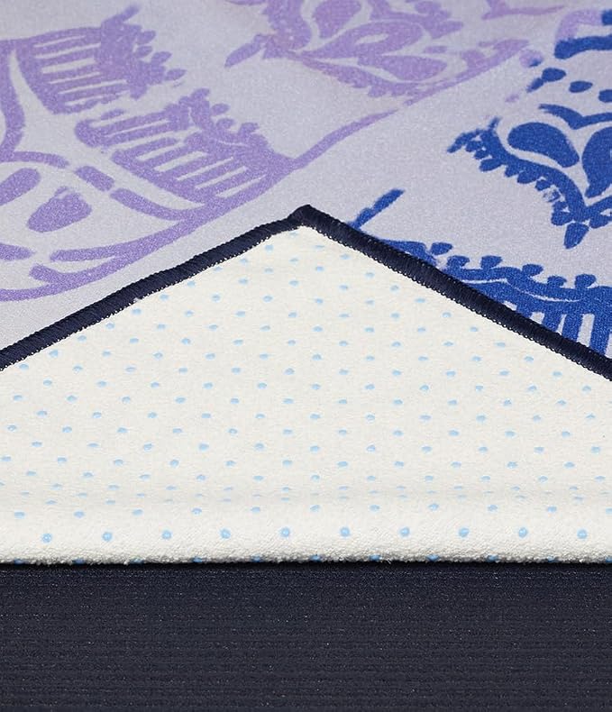 Manduka Yogitoes Hot Yoga Mat Towel - 71" | Moisture Activated Grip | Patented Silicone Nubs | Highly Absorbent, Durable & Easy Care | Made from Recycled Materials | 71 x 24 Inches | Chakra Print Blue