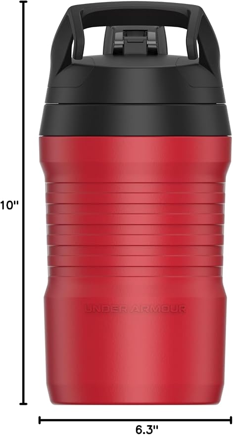 Under Armour 32 oz Insulated Water Bottles - Sports Water Jug with Fence Hook, Leak Resistant for Baseball, Football & More, 32 oz Insulated, Red/Black