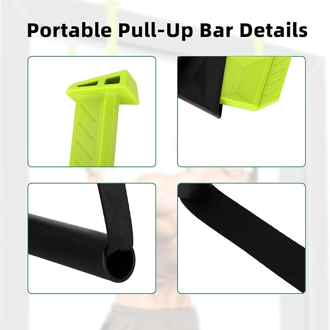 Portable Pull Up Bar for Doorway,Travel Pull Up Bar,Adjustable Home Gym Equipment,Dual Handle Design for Pull-Ups,Maximum Load Capacity of 330lb, No Screws Installation