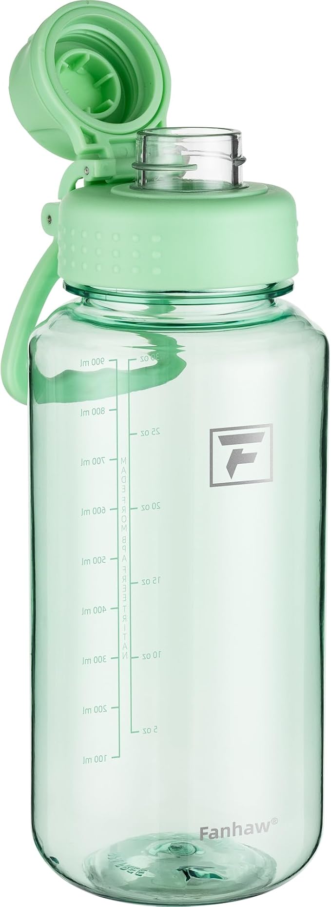 Fanhaw 32 oz Clear BPA-Free Tritan Water Bottle with Fast-Flow Spout Lid, BPA-Free & Leak-Proof Wide-Mouth Reusable Bottle for Gym, School & Office, Back to School Essentials (Glow Green)