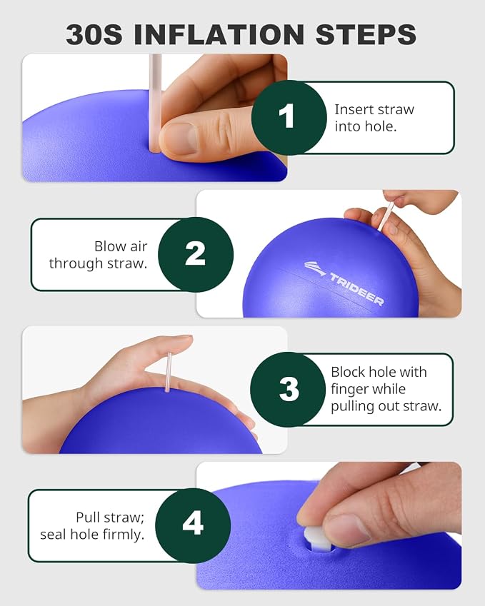 Trideer 9-Inch Pilates Ball, Small Exercise Ball Pilates Equipments for Yoga, Physical Therapy, Pregnancy, Postpartum, Core Training, Balance, Stability and Stretching