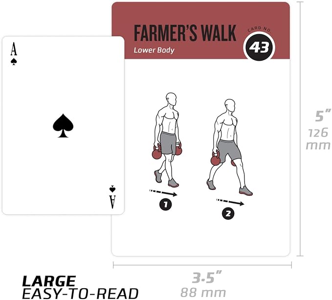 NewMe Fitness Kettlebell Workout Cards, Instructional Fitness Deck for Women & Men, Beginner Fitness Guide to Training Exercises at Home or Gym