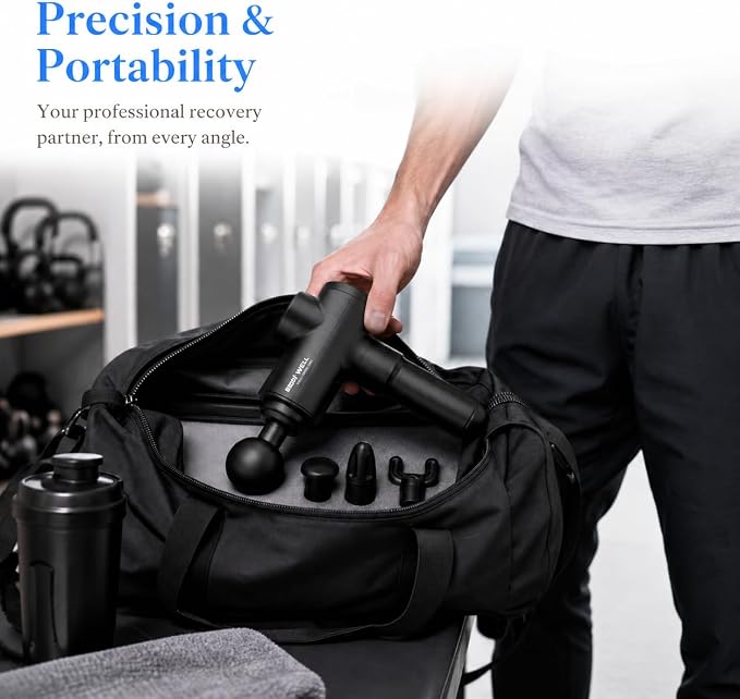 Massage Gun Deep Tissue - Back Muscle Massager w/High Torque Motor for Back Pain, Shoulder, Neck, Body, 4 Heads All Muscles Recover & Massage