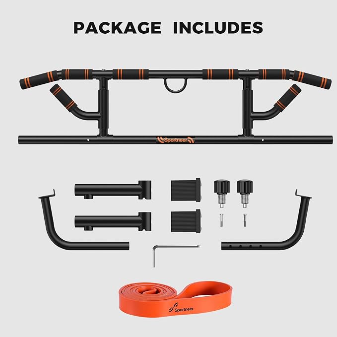 Sportneer Pull up Bar for Doorway, Rotating Handles, Multi-Grip | Door Pull Up Bar, Upper Body Trainer, 440 lb, Home Gym Strength Training