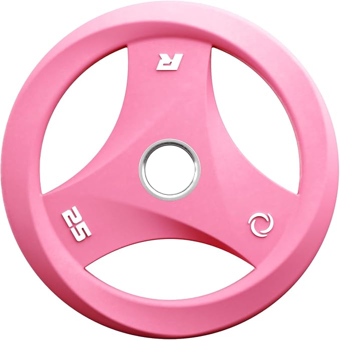 RitFit AURASPIN Olympic Grip Plates, Easy-Grip Curved Design for Home Gym | PU Coated with Curved Grip, Tri-Hole Design for Balanced Lifting, Olympic 2-Inch Bore for Home Gym