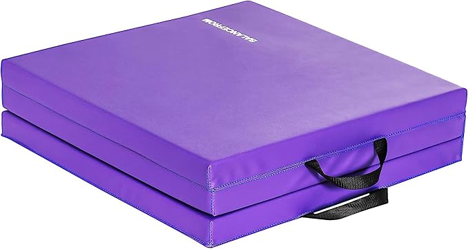 BalanceFrom 6x2 Feet 3-Panel Folding Gymnastics Mat – 2-Inch Thick Pad with Vinyl Surface and Carrying Handles for Tumbling, Yoga, Pilates, Home Workouts, and Martial Arts