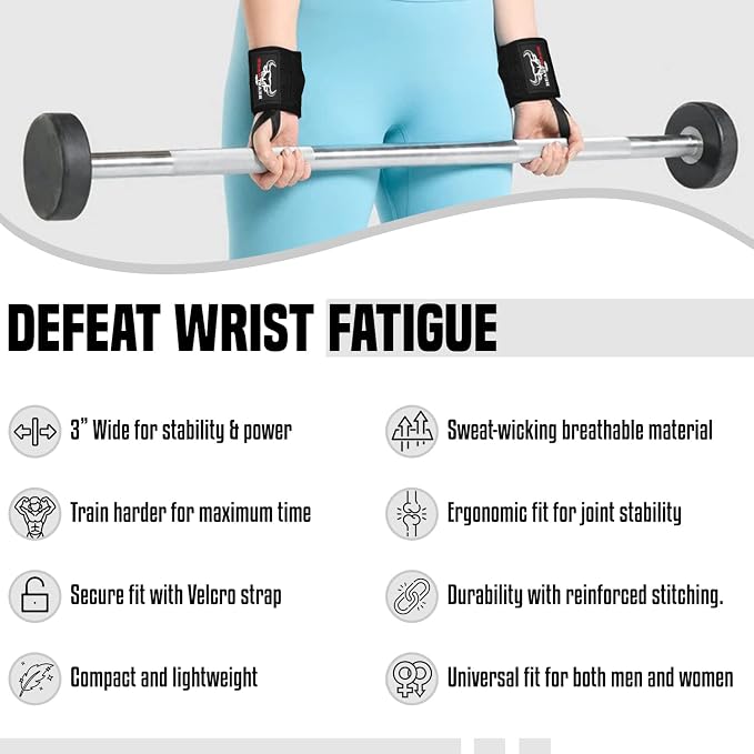 Wrist Wraps for Weightlifting - Adjustable Lifting Straps With Thumb Loop for Enhanced Gym Support, Powerlifting, Bodybuilding and Workout