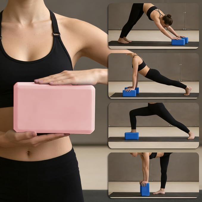 Yoga Blocks 2 Pcs, 9"x6"x3" Yoga Brick Foam Blocks EVA Foam Block Yoga Props Accessories for Yoga Pilates Stretching and Meditation