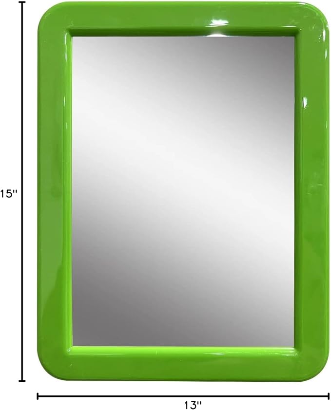 PTY Magnetic Locker Mirror 5" x 7" – Real Glass with Green Frame – Small Makeup & Grooming Mirror for School, Gym, Dorm, Fridge, Toolbox, or Office Cabinet