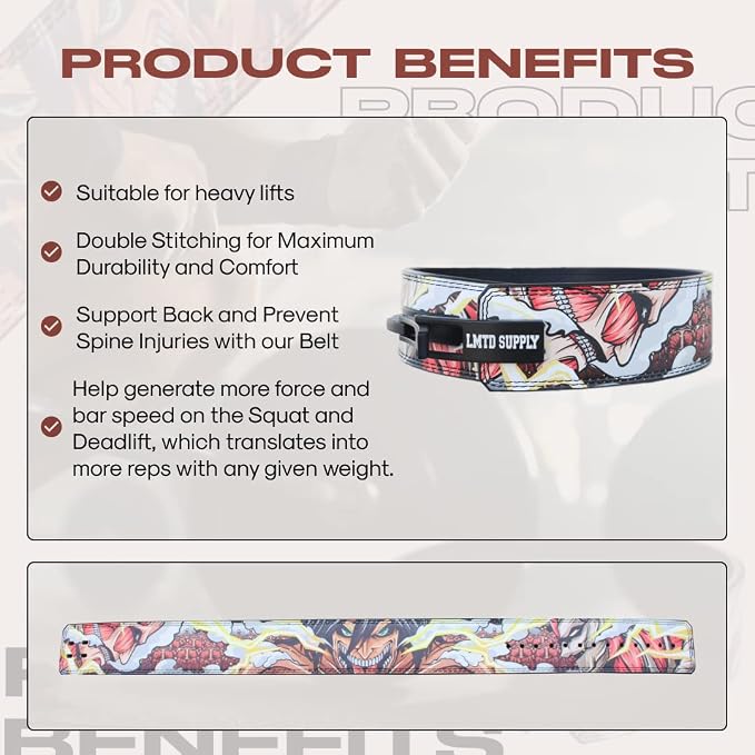 Anime Lever Belt, Weight Lifting Belt, Heavy Duty Powerlifting Weightlifting Gym Belt for Deadlifts Squats Back Support