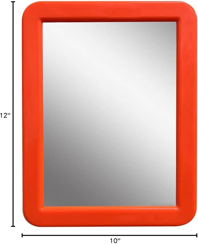 PTY Magnetic Real Glass Mirror for School or Gym Locker, 5" x 7" - Locker Accessory - Small Makeup Mirror for Fridge, Toolbox, Office Cabinet, Workshop (Carrot Orange)