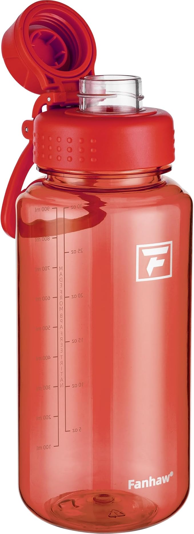 Fanhaw 32 oz Clear BPA-Free Tritan Water Bottle with Fast-Flow Spout Lid, BPA-Free & Leak-Proof Wide-Mouth Reusable Bottle for Gym, School & Office, Back to School Essentials (Red)