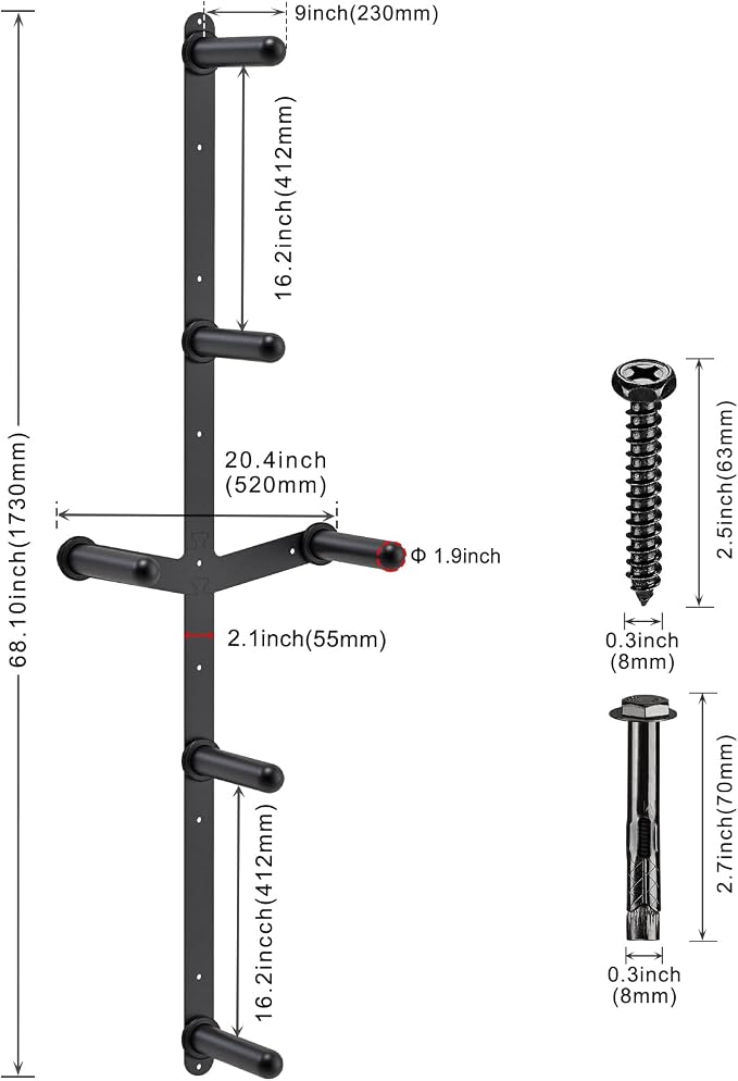 Kipika Weight Plate Storage Rack - Wall Mounted Weight Plate Holder with Durable Steel Construction Organizer for Olympic Plates, 1000lb Capacity, Space-Saving for Home Gym