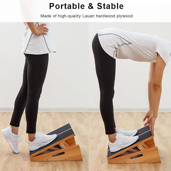 StrongTek Extra Large Wooden Slant Board, Adjustable Incline Board and Calf Stretcher, Stretch Board, Extra Side Handle 16 X 18 Inches, 5 Positions (500 LB Capacity)