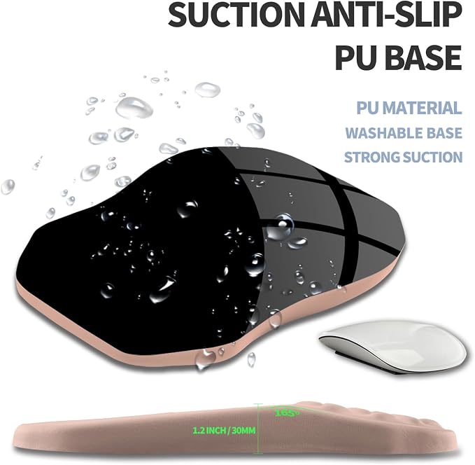 Ergonomic Raised Mouse Pad Wrist Support with Bilateral Slope Memory Foam Mousepad for Wrist Rest and Carpal Tunnel Pain Relief 11.8x7.9〃 Apricot Pink