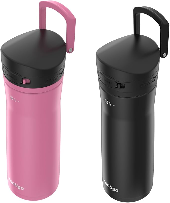 Contigo Jackson Chill 2.0 Water Bottle with Autopop Lid, Pink and Black, 20oz (Pack of 8)