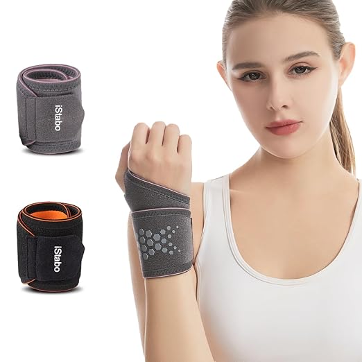 2 Pack Compression Wrist Support Brace, Gym Wrist Wraps for Fitness, Weightlifting, Wrist Straps for Tendonitis, Carpal Tunnel Arthritis, Pain Relief, Adjustable Fit Left or Right Hand