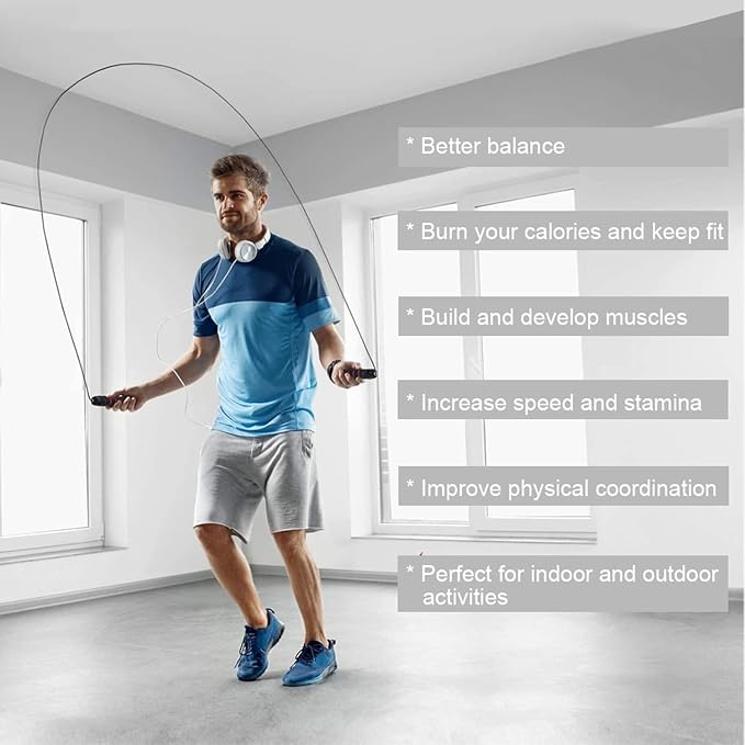 Redify Adjustable Jump Rope,Jump Ropes for Fitness for Men Women | Workout and Exercise,Cardio,Boxing,Weight Loss,Speed Rope,Slim Body at Home School Gym,Suitable for All Ages