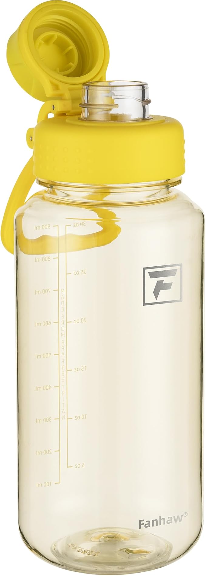 Fanhaw 32 oz Clear BPA-Free Tritan Water Bottle with Fast-Flow Spout Lid, BPA-Free & Leak-Proof Wide-Mouth Reusable Bottle for Gym, School & Office, Back to School Essentials (Imperial Yellow)