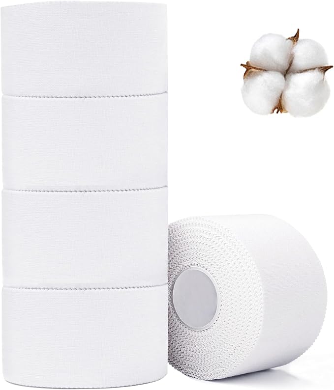 ADMITRY Athletic Tape,5 Pack White Sports Tape | Very Strong No Sticky Residue Wrist Ankle Tape for Gymnastics Boxing Lacrosse Climbing Hockey Bat