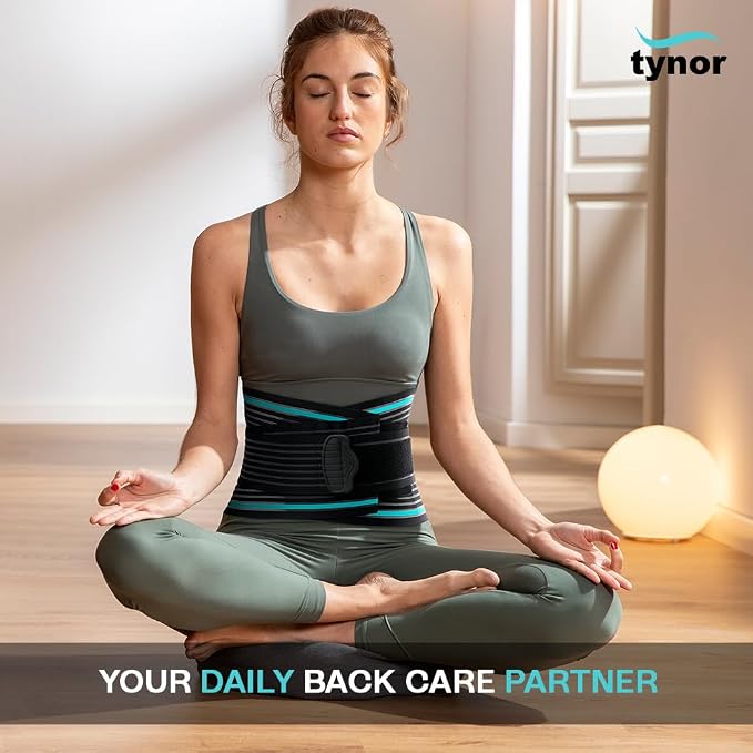 TYNOR Back Support Belt Adjustable Back Brace for Lower Back Pain, Breathable Lumbar Support Belt for Men & Women, Lower Back Brace for Herniated Disc, Sciatica & Heavy Lifting (Medium, Classic Black)