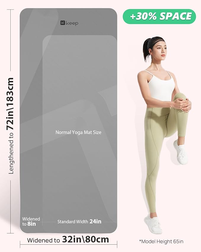 KEEP Extra Wide Yoga Mat, 7mm Thick 72" x 32" Exercise Mat | 7mm thick Extra wide yoga mat with carry strap for home workout, yoga, exercise and Pilates