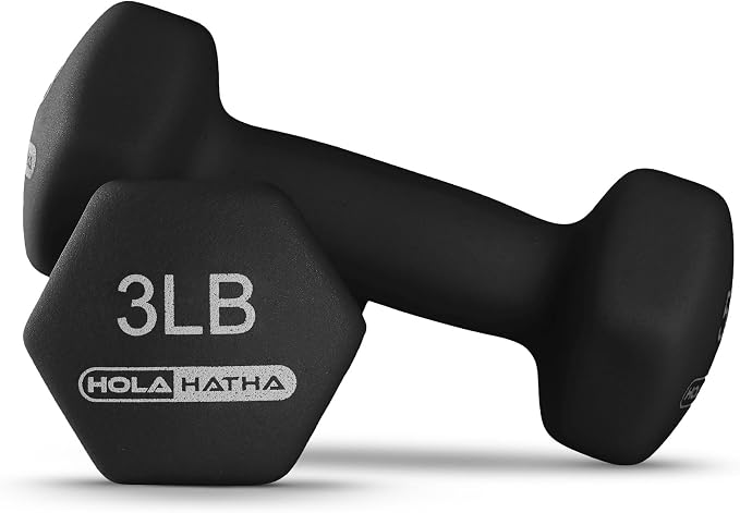 HolaHatha 1, 2 and 3 lb Neoprene Dumbbell Strength Training Weight Set with Rack