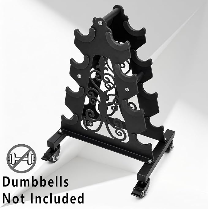 4-Tier Dumbbell Rack, A-Frame Portable Weight Storage Organizer with Wheels for Home Gym Storage Stand and Women's Dumbbell Set (Dumbbell Rack Only)