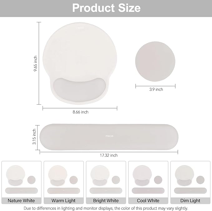 MOSISO Wrist Rest Support for Mouse Pad&Keyboard Set, Stone Gray | Circle Curved Ergonomic Mousepad Non-Slip Base Home/Office Pain Relief&Easy Typing Pad with Soft Cloth&Silicone Lining