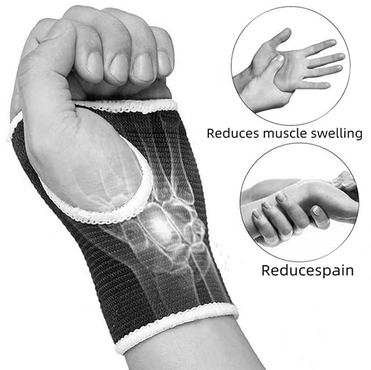 Palm Brace Wrist Support Sleeves, Everyday Use Wrist Brace, Compression Carpal Tunnel for Wrist Pain Relief, Fitness Gloves, Sports Glove, Wrist Brace for Men and Women (2 Pairs Black)