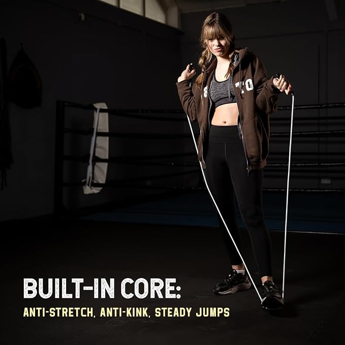 Hererope 6MM PVC Jump Rope for Men & Women Fitness, Speed, Tricks, Cardio Training, Boxing Jump Rope with Unbreakable Handles and Non-Kinking Skipping Rope, Adjustable Jumprope for Indoor Outdoor