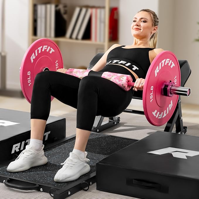 RitFit Barbell Weight Set - 4/6FT Olympic Barbell with Weight Plates (55-115LB Total) - Weightlifting Equipment for Squats, Curls, Deadlifts, Presses, Hip Thrusts