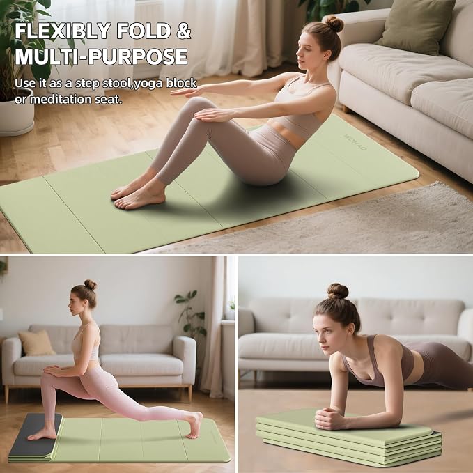 7-Fold Yoga Mat 70"x24" - 1/2 Inch Thick | Folding Exercise Mat, Compact Non-Slip TPE Mat, For Travel, Storage, Yoga & Home Gym, Lightweight & Portable