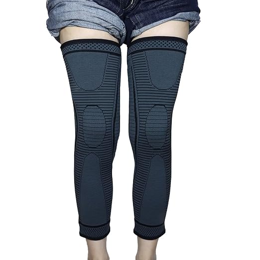 2 Pack Full Leg Compression Sleeves, Long Knee Brace Support for ACL,PCL, Meniscus Tear, Arthritis, Tendinitis,Men And Women (Black, X-Large)