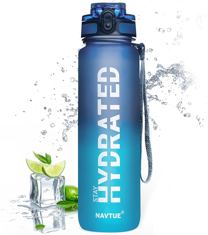 Water Bottle 32 oz Motivational Time Marker Tritan Bottle | BPA-free Tritan water bottle with time marker leakproof Lightweight portable Easy Clean Brush for Gym, Travel, School, Office