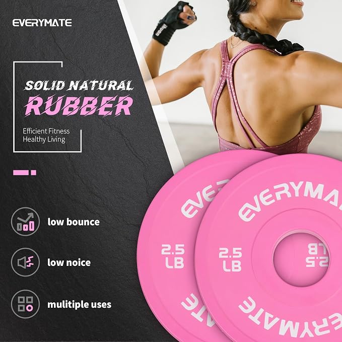 EVERYMATE Change Weight Plates 1.25LB 2.5LB 5LB Set Fractional Olympic Bumper Plates for Cross Training Steel Insert Strength Training