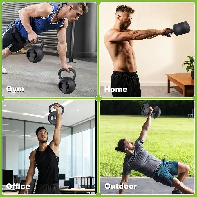 Hezeyferg 2-in-1 Adjustable Kettlebell for Home Gym Strength Training | 15-45 LB Kettlebells Weight Set, 4.8-30 LB Dumbbell Weights, with Wide Grip, for Men/Women Full Body Exercise
