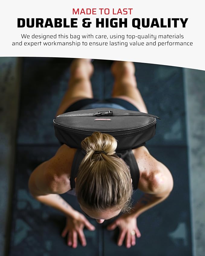 THEFITGUY Weighted Backpack for Gym Plate - for Pushups, Pullups, Squats | Fits Up to 17.5” Diameter, 2.5” Thick Plate, Wear on Back or Front, Padded Straps & Secure Buckles - For Home & Gym