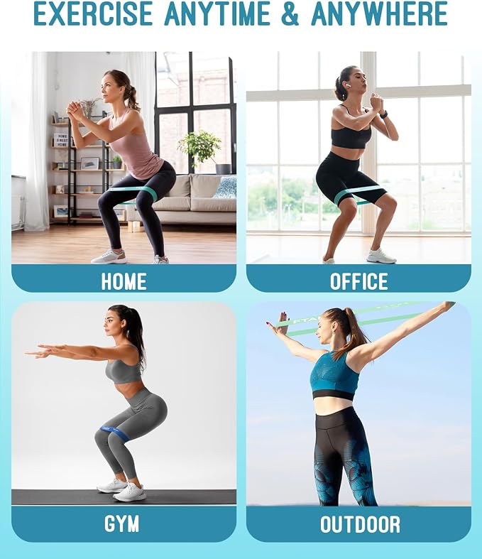 Resistance Bands for Working Out, Exercise Bands with 5 Resistance Levels, Natural Latex Resistance Bands Designed for Home Fitness, Strength Training and Flexibility Exercises